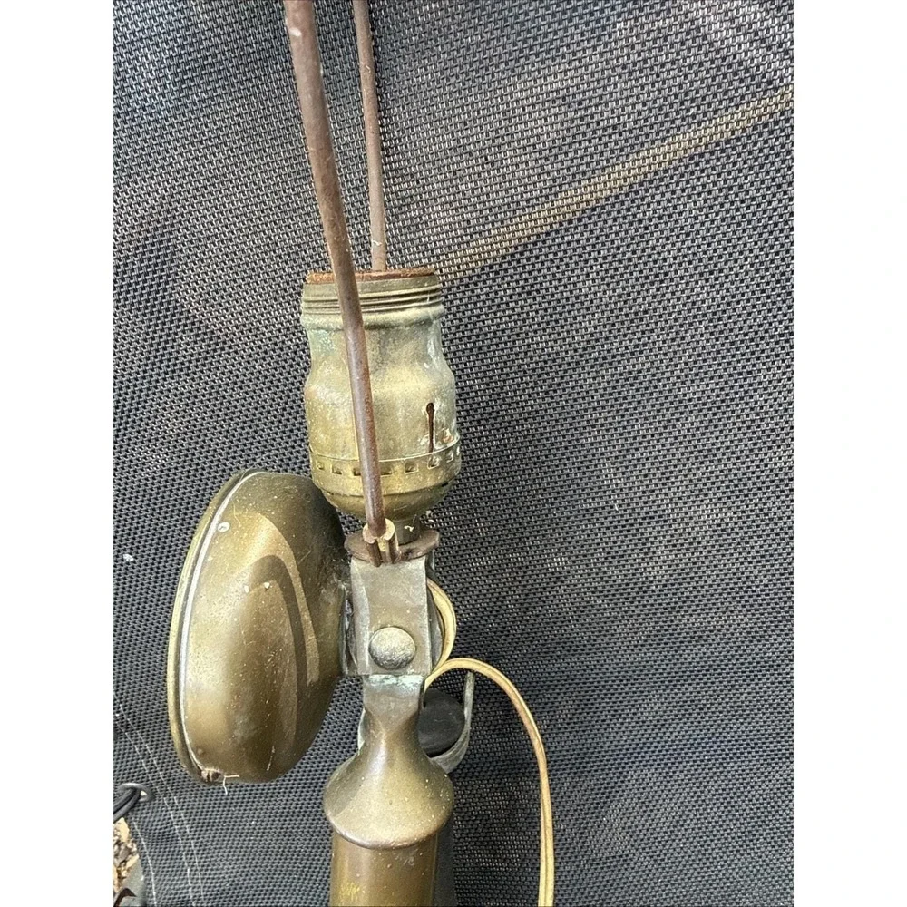 Antique Telephone Brass Candlestick‎ Style Vintage Lamp Untested